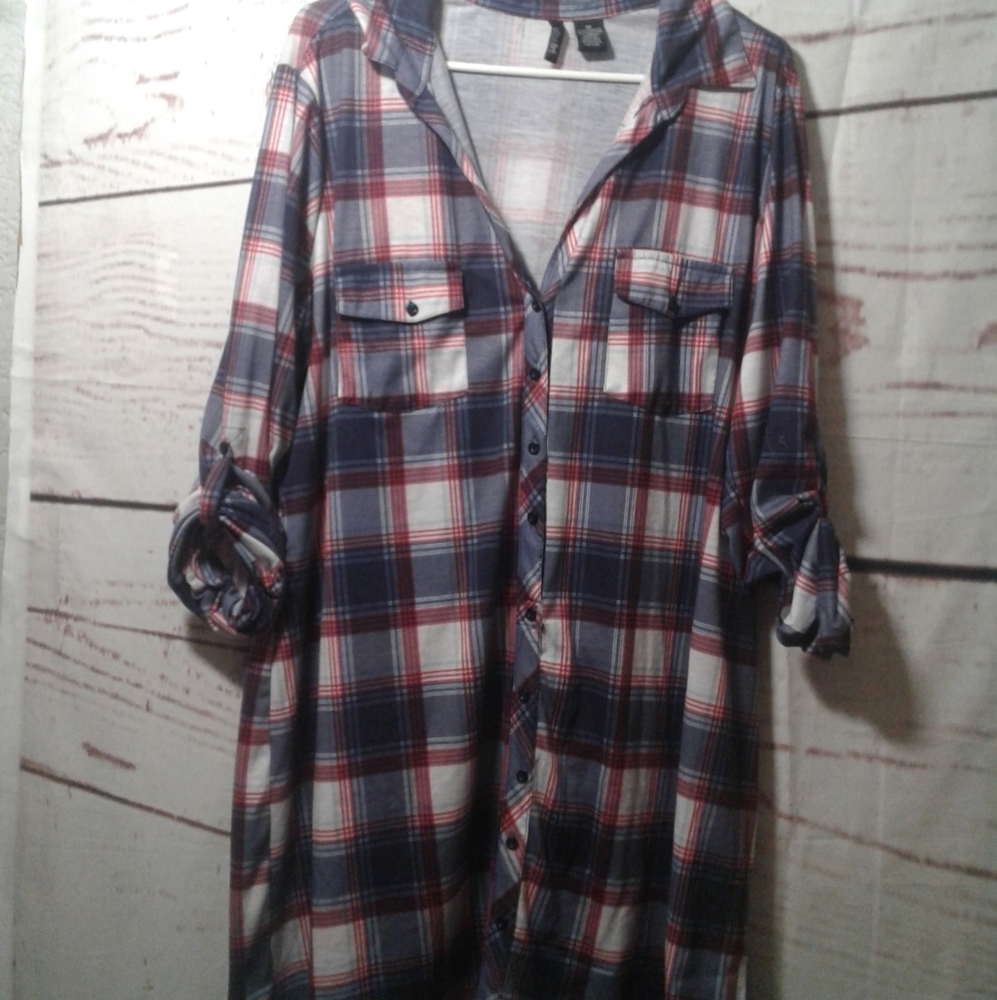 Women's sz 2X 3/4 sleeve button up dress